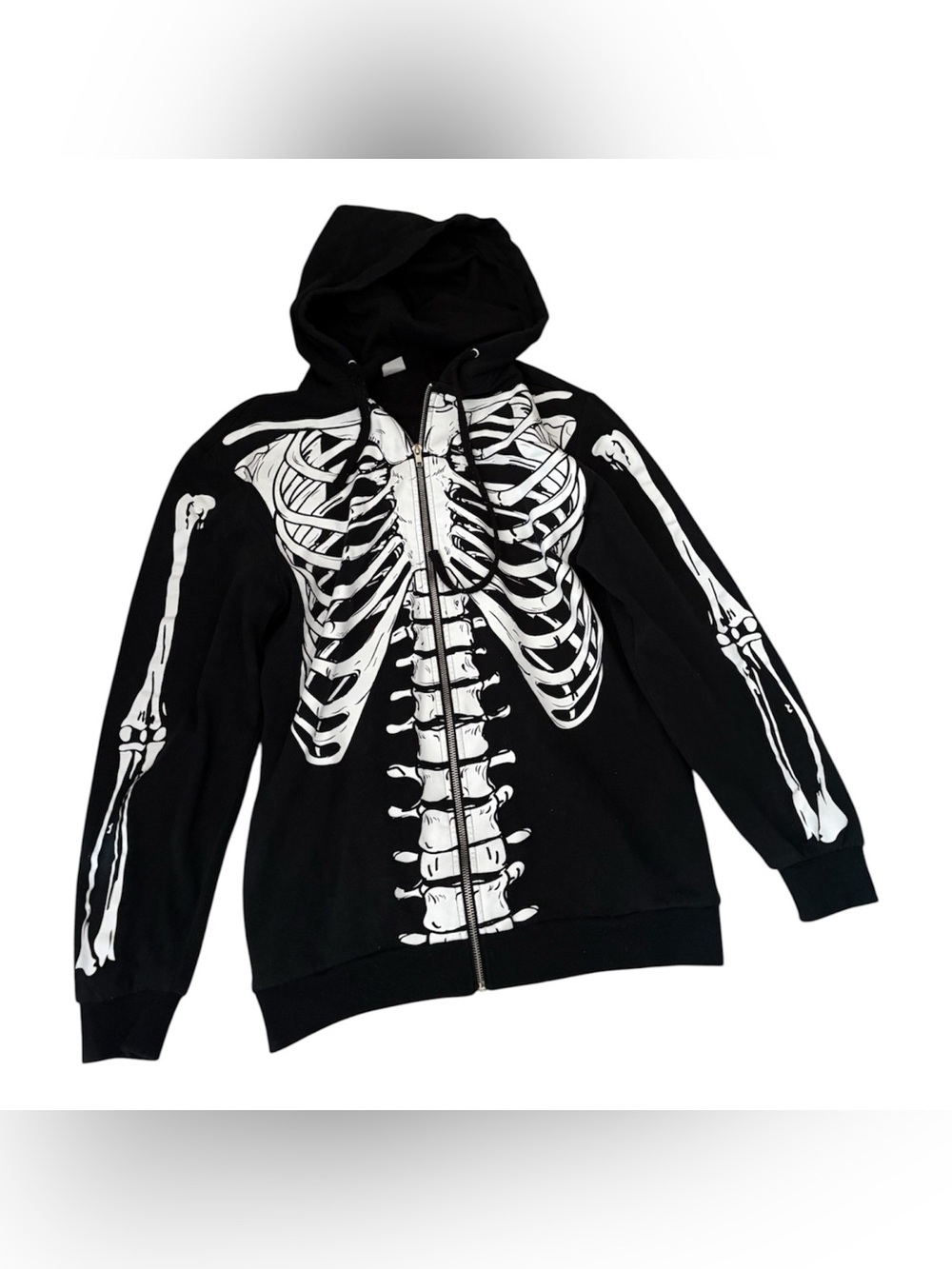 Black Skeleton Zip Up Hoodie